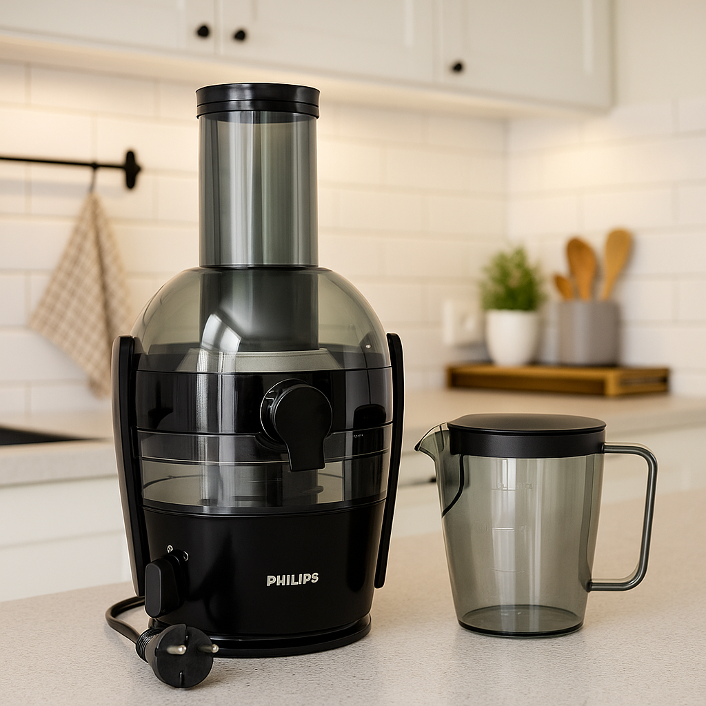 Philips 3000 Series Entsafter (HR1856/70) 800W Leistung, QuickClean Technologie, XL 75mm Einfüllschacht, 2L Saftkapazität, Einfach zu Montieren & Spülen, Frischer Saft ohne Fruchtfleisch B-Ware